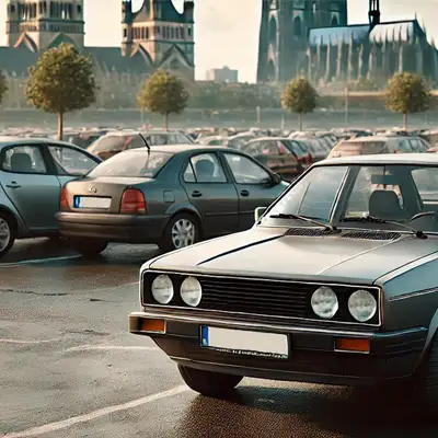 Gebrauchtwagen auf einem Parkplatz in Köln